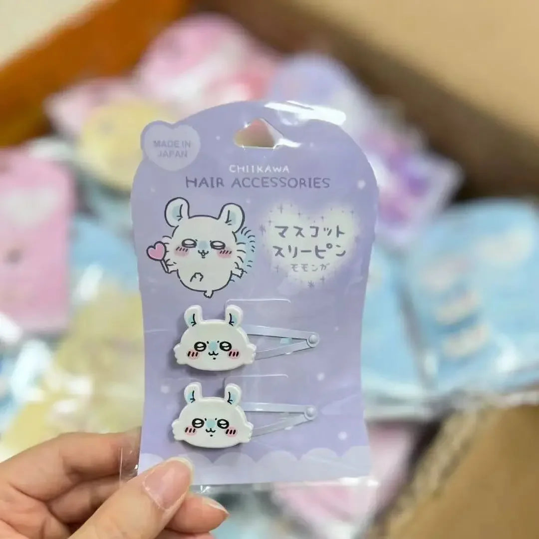 New Chiikawa Bb Clip Girl Kawaii Hair Clip Student Rubber Band Cute Usaki Hachiware Cartoon Bangs Hair Accessories