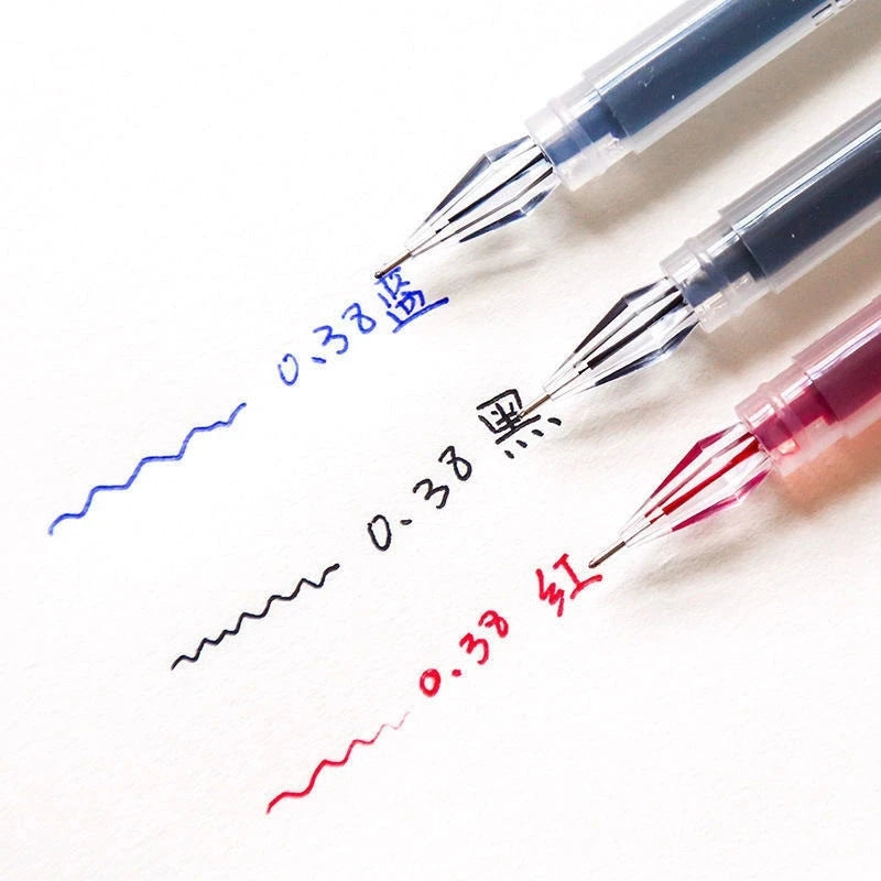 3/10pcs/mix Diamond Tip Gel Pen,0.38mm Large-capacity Black/Blue/Red Ink Exam Signing Writing School Office Supplie Stationery