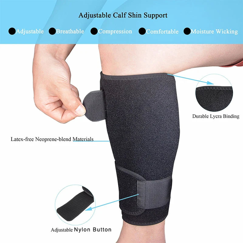 Tcare 1PC Calf Brace Torn Muscle Shin Splint Brace Lower Leg Neoprene Runners Injury Strain Tear Splints Calf Compression Sleeve