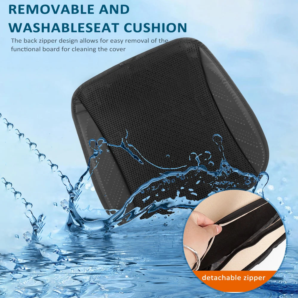 Ventilated Seat Cushion with USB Port, Summer Breathable Cooling Pad for All Car Seats, Home and Office Chairs, Navy Blue