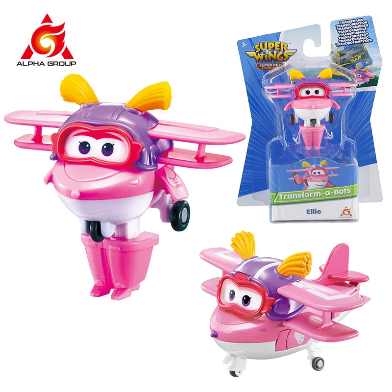 Super Wings Mini Dizzy Transform Robot to Plane in 3 Steps 2 Inches Deformation Action Figures 2Modes Transforming Kid Toy