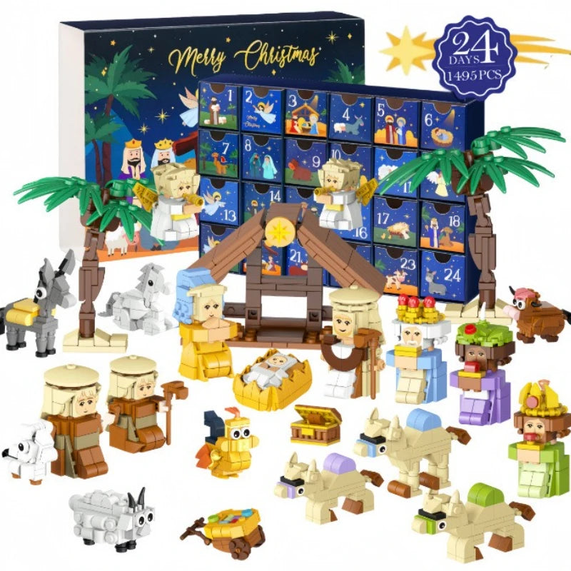 Christmas Advent Calendar Gift Box DIY Christmas Train Jesus Toys 24Days Countdown Calendar Box Surprise Valentine's Day Gifts