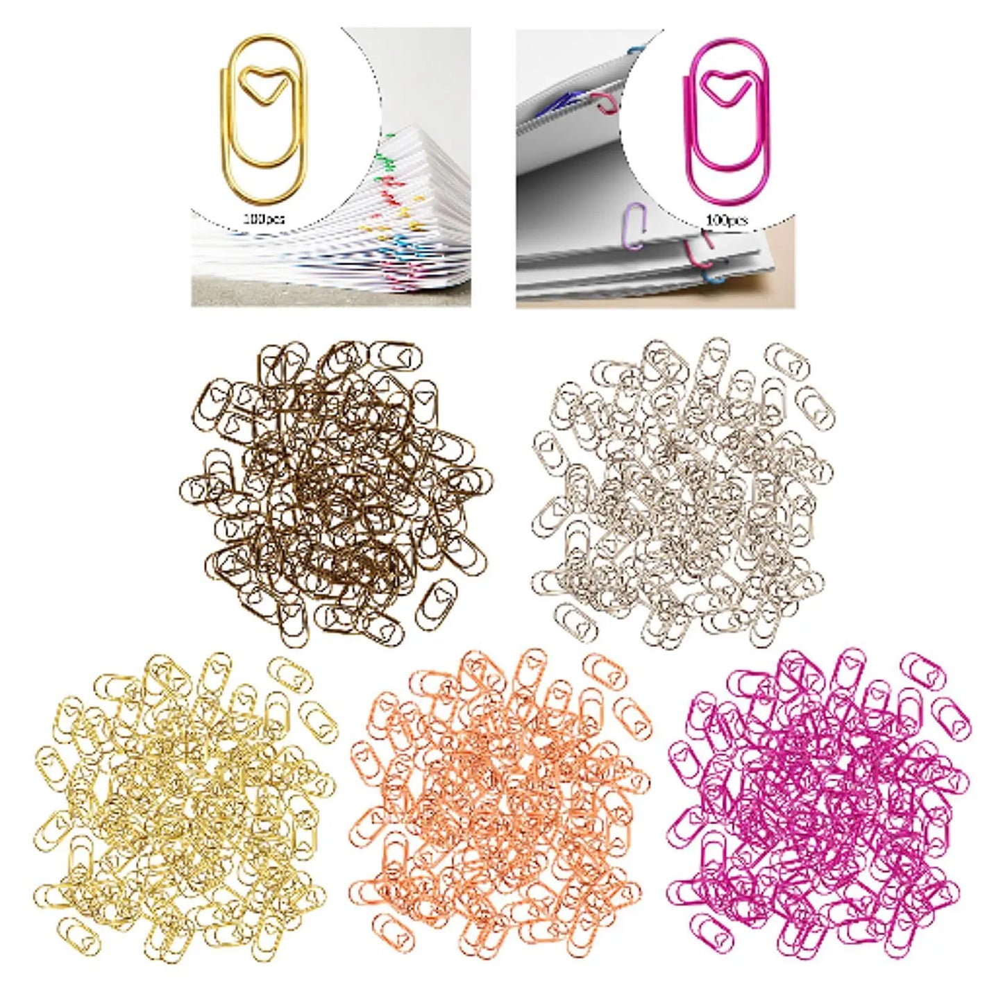 100 Pieces Paper Clips Accessories Portable Metal Multipurpose Office Supplies for Personal Documents School Journal Classroom