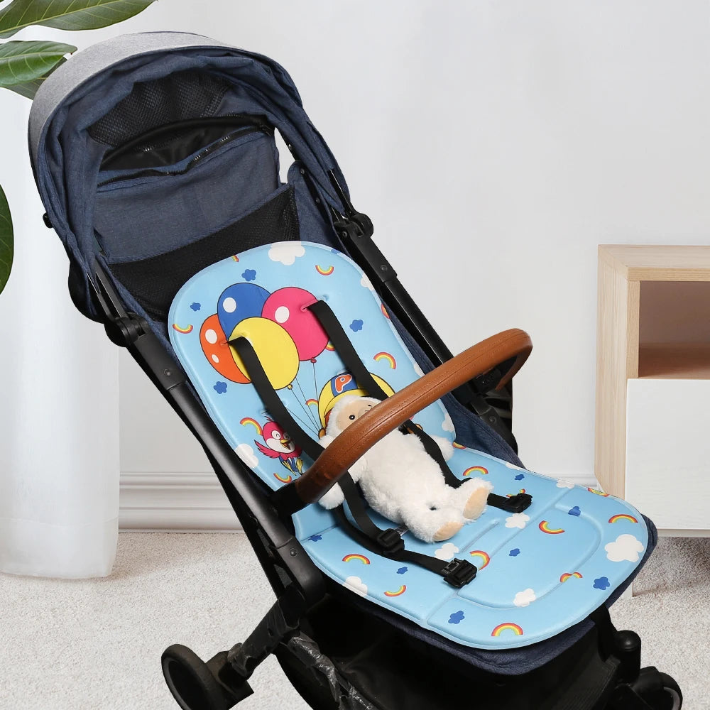 Stroller Cushion Summer Cartoon Seat Pad All-Season Universal Thin Pushchair Pad High Chair Seat Cushion With Back Support