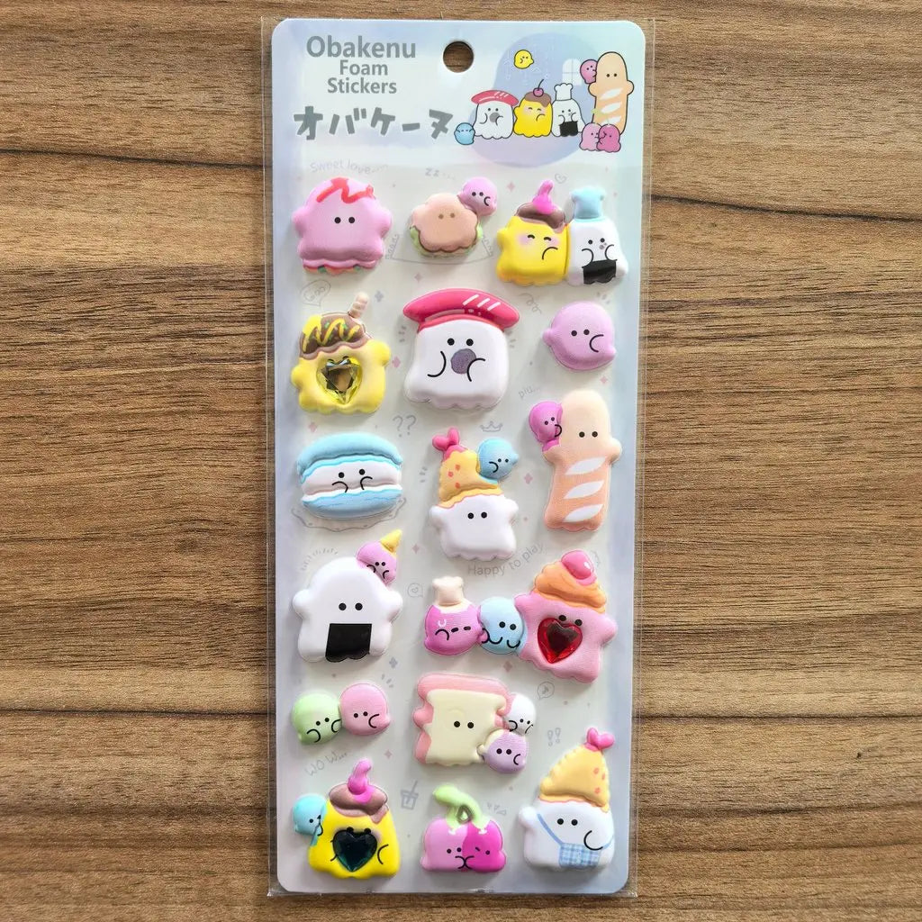 4 Sheets Obakeinu Foam Stickers - Cute Ghost Character Decals for DIY Crafts, Journals & Kids’ Decor RecordingYourLife Store