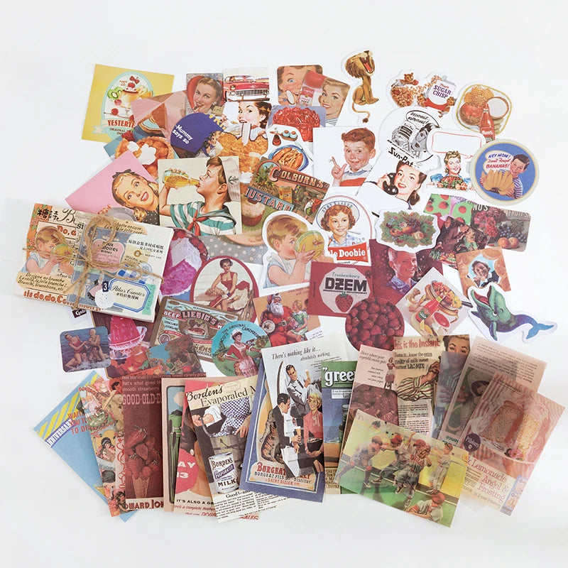Yoofun 60pcs/pack Multi-Material Sticker Pack Vintage Mushroom Plants butterflies Stickers for Journal Scrapbooking Craft Making
