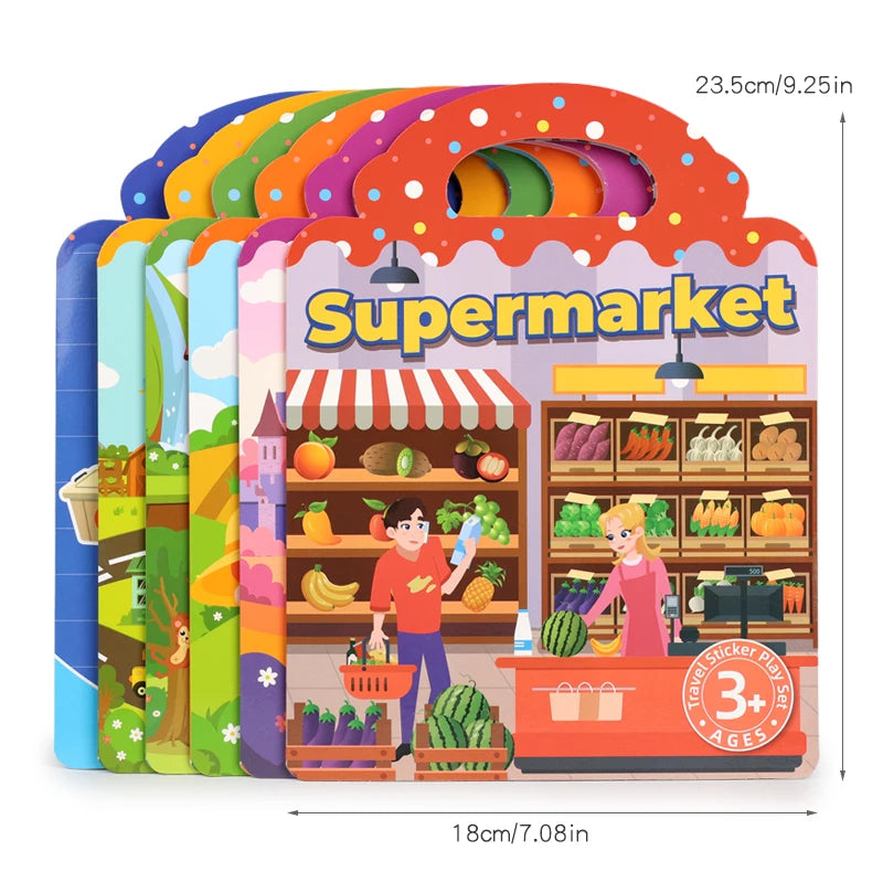 Jelly Sticker Book for Kids DIY Quiet Fun with Scene Stickers Reusable Paste Puzzle Book Educational Activity for Children