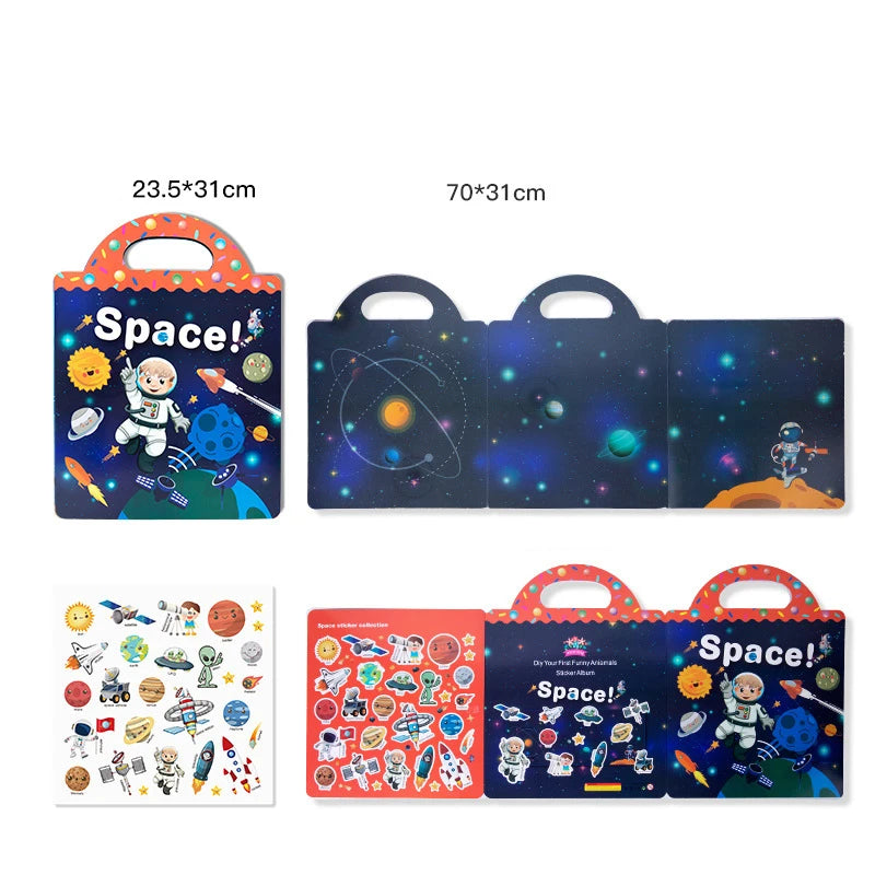 Reusable Bubble Sticker Book for Kids - Multi-Themed Educational Learning Activities, Washable & Safe Toddler Stickers