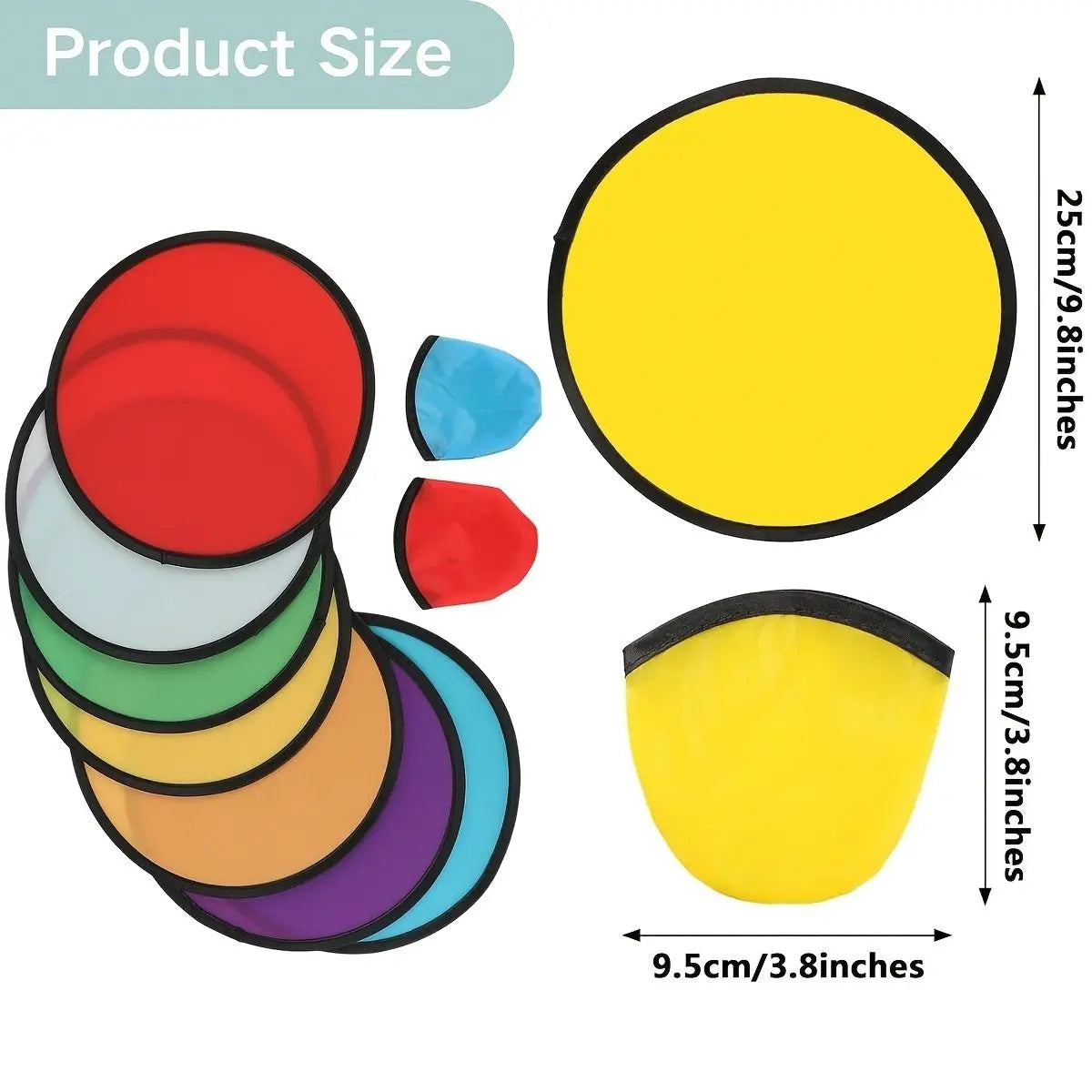 6Pcs Random Color Foldable Flying Disc Fans with Bags 9.8 Inch DIY Handheld Cooling Fan Beach Flying Disc for Summer Outdoor Gam
