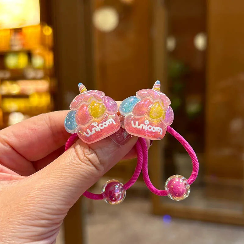 2PCS Lovely Rainbow Elastic Hair Bands for Girls Children's Hair Accessories Baby Headwear Ties Flexible And Stylish