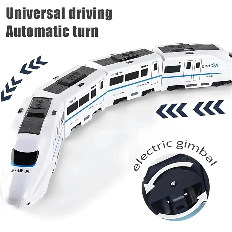 Kids DIY Simulation High Speed Railway Train Toy Car Electric Sound Light Model Train Educational Toys for Boys Girls Gift