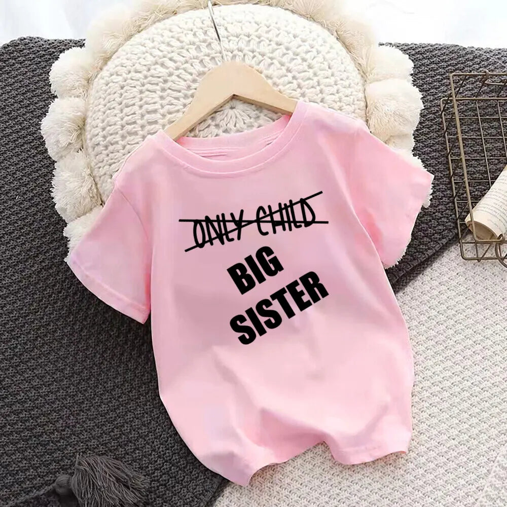 Promoted To Big Sister Kids T-Shirt Childrens T Shirt Baby Announcement Top Toddler Tshirt Summer Clothes Girls Short Sleeve Tee