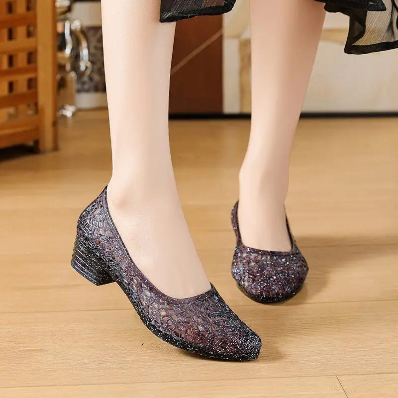 Transparent Shoes Female Summer Leisure Woman Wedge Sandals Women Jelly Shoes 2021 Fashion Style Mother Wedges Sandals Woman