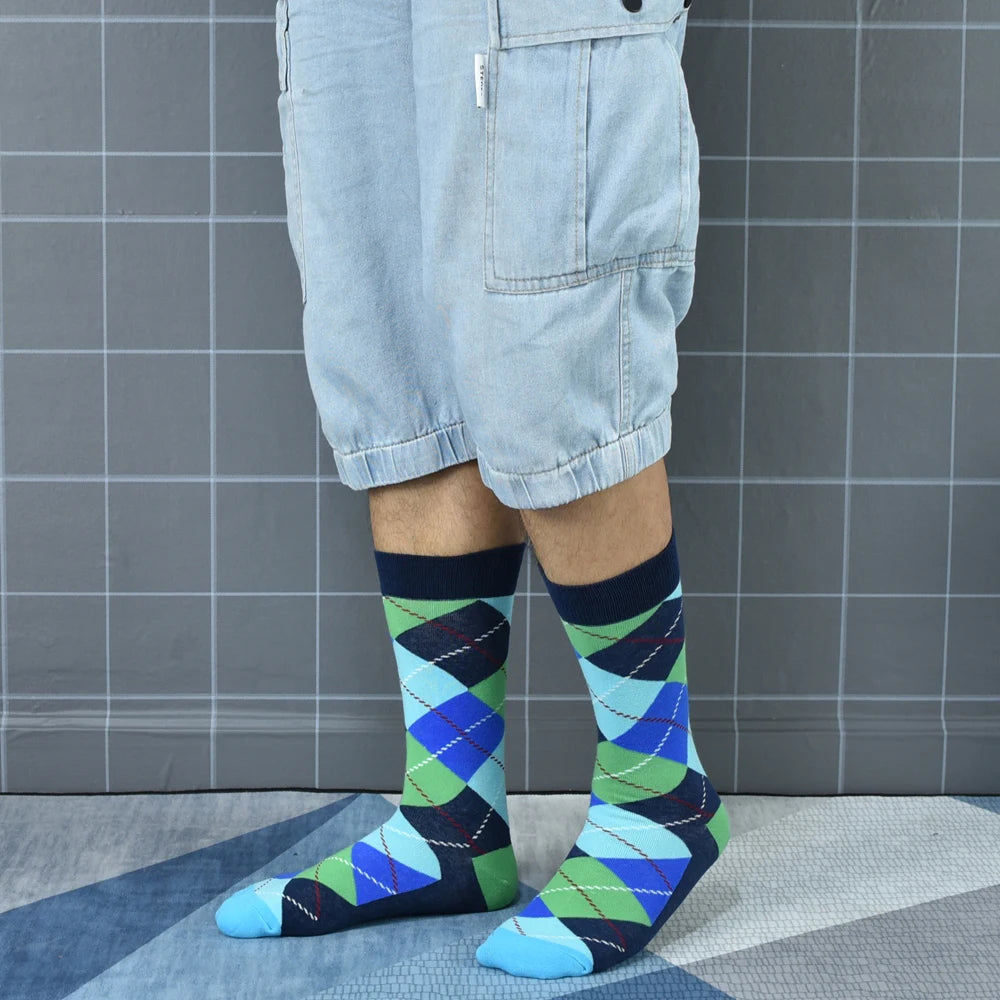 5Pack Men's Color Dress Casual Fashion Happy Socks Combed Cotton Socks Men Gifts