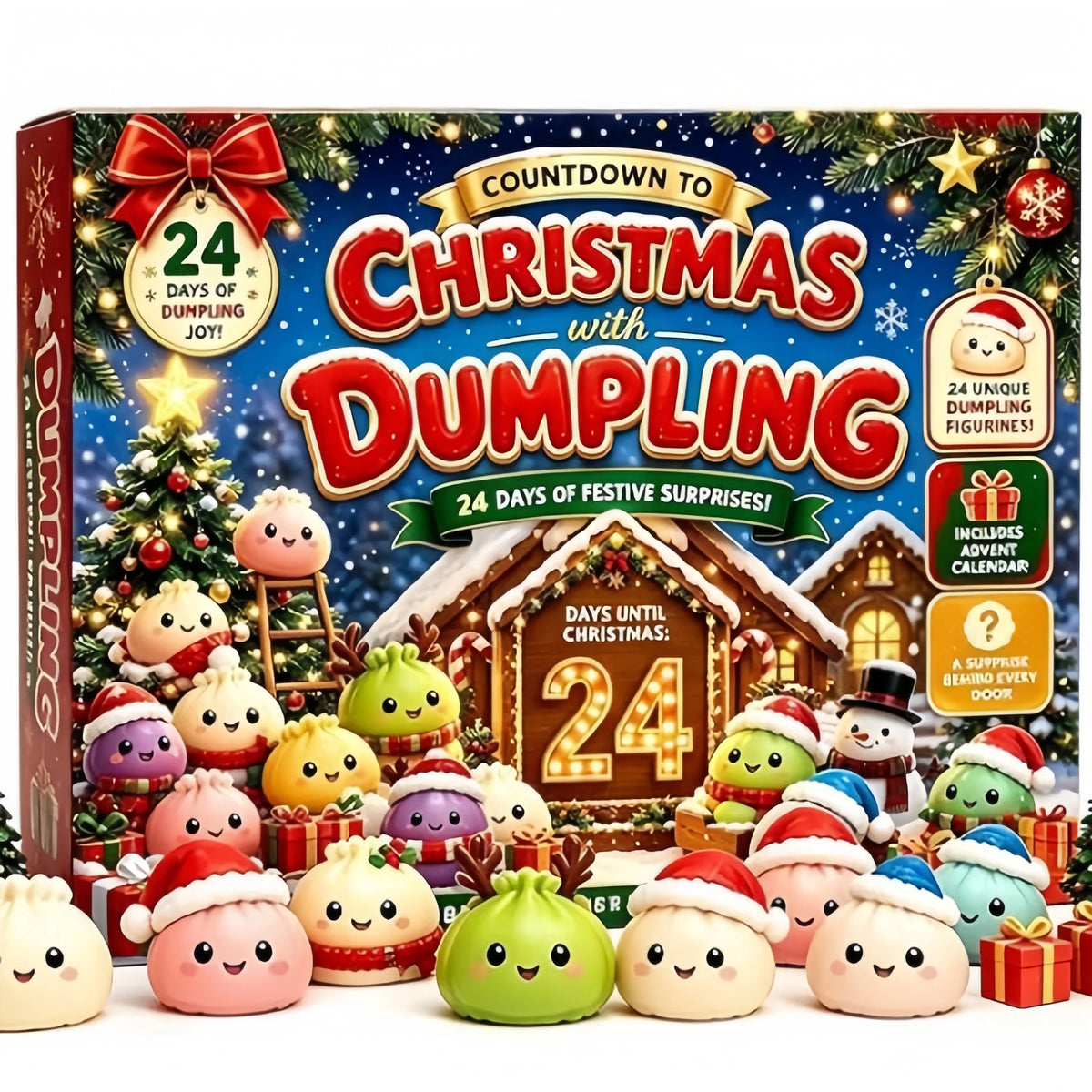 Christmas Dumpling Squishy Advent Calendar 2026 24 Days Countdown Slow Rebound Squeeze Fidget Toys Sensory Ornament Holiday Gift