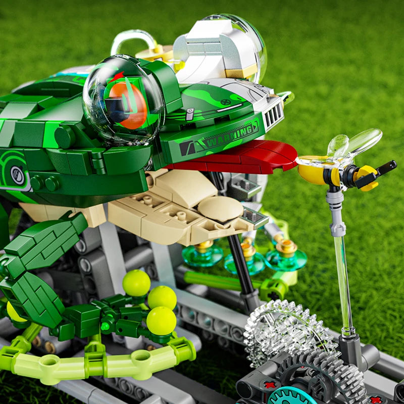 Mechanical Frog Building Blocks STEM Toy, Jumping Robot Model Kit with Movable Legs & Gears, 898PCS Educational Gift for Kid