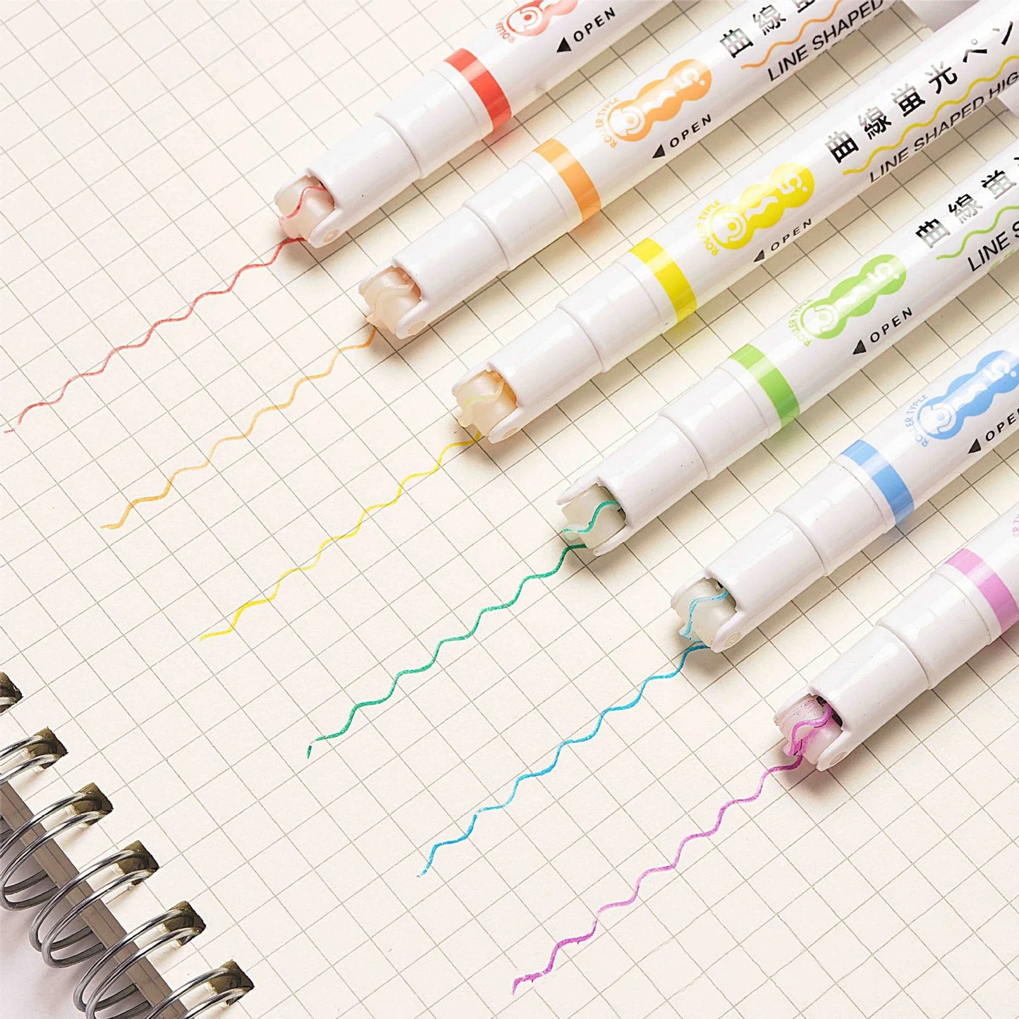 6Pcs Set Flower Shape Outline Pens Highlighter Marker Curve Roller Tip Pen Cute Stationery Kawaii Graffiti School Accessories