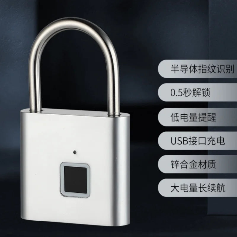 Fingerprint Padlock, Waterproof Type C Rechargeable Keyless Door Lock, Security Padlock for House & Home