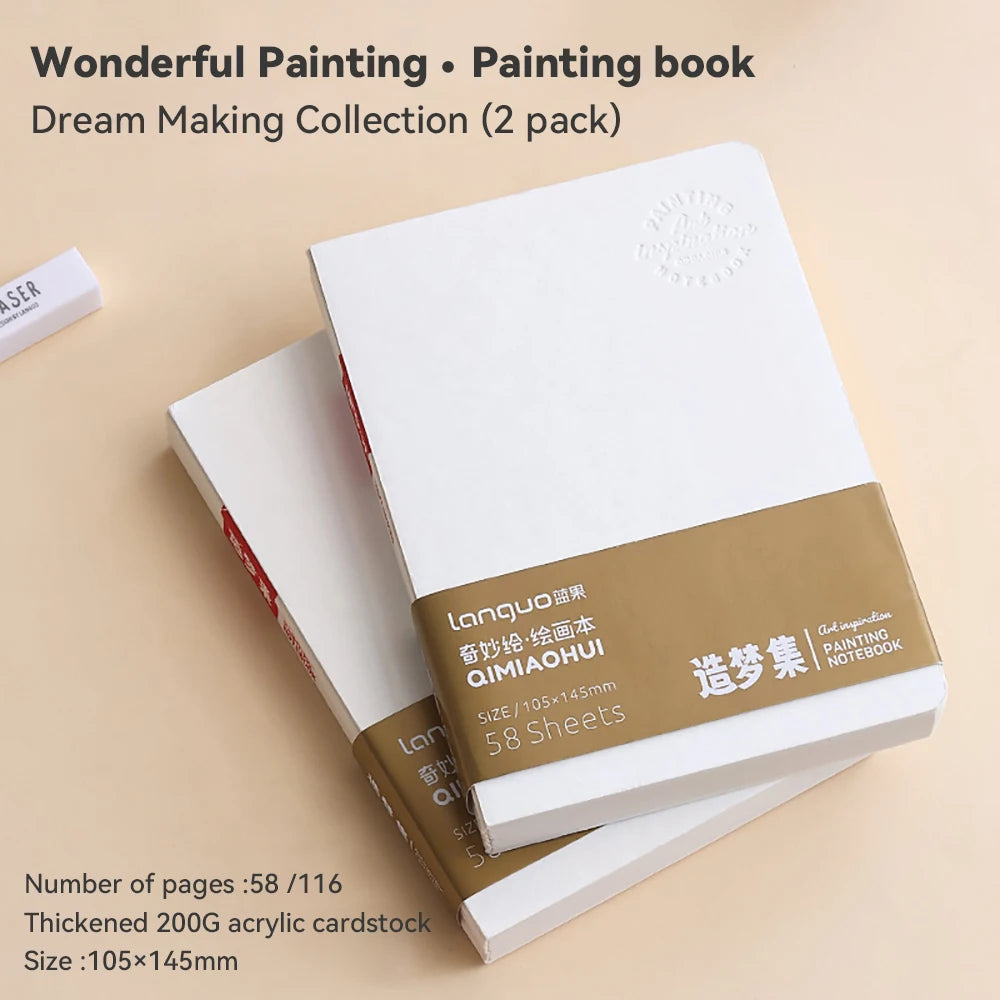 Languo 58 Sheets Drawing Notebook Thick Paper Sketchbook Portable Watercolor Book Gouache Notepad Art Supplies Stationery