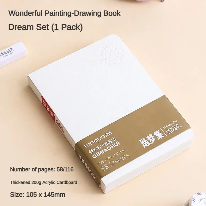 58 Sheets Borrence Drawing Notebook Sketchbook Handheld Portable Watercolor Coloring Book Oil Paint Gouache Notepad Stationery