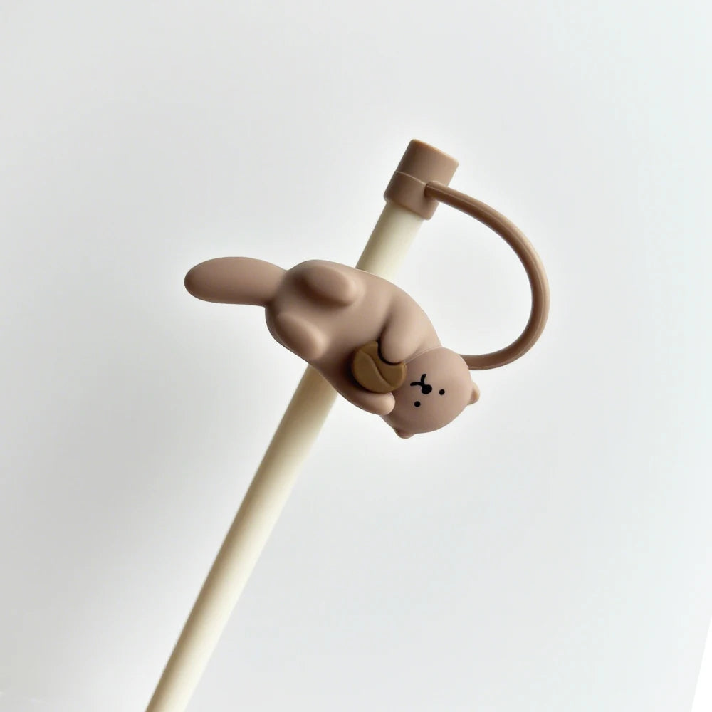 1pc Cute Bear Silicone Straw Cover Dust Plug for 7-8mm Straw Cups Tumblers Drink Lid Cap Creative Straw Toppers Cup Accessories