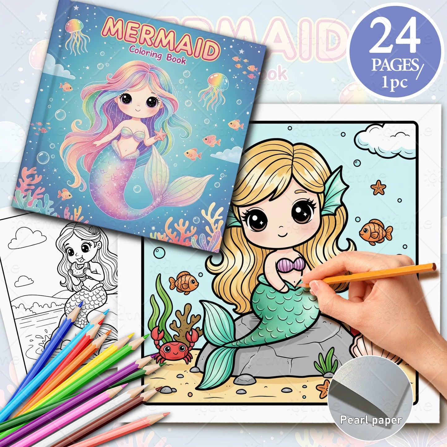 1PC MERMAID Coloring Book for Adult Featuring Bold-easy Pattern for Relaxation Kids Educational DIY Painting Drawing Book