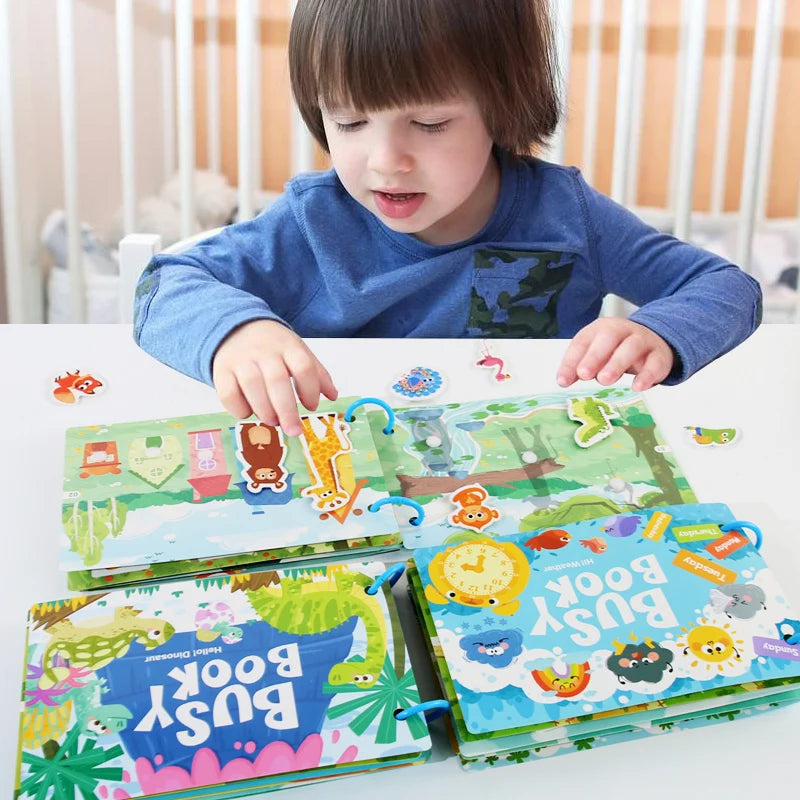 Montessori Quiet Book for Kids - Puzzle Word Recognition Early Education Enlightenment Stickers Toy Book for Children's Learning