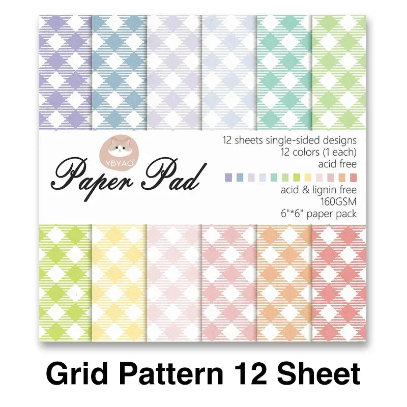 12 Sheet 6"X 6" Dot Grid Pattern Craft Paper Handmade Art Paper Background Pad Card Making Scrapbooking Material Pack
