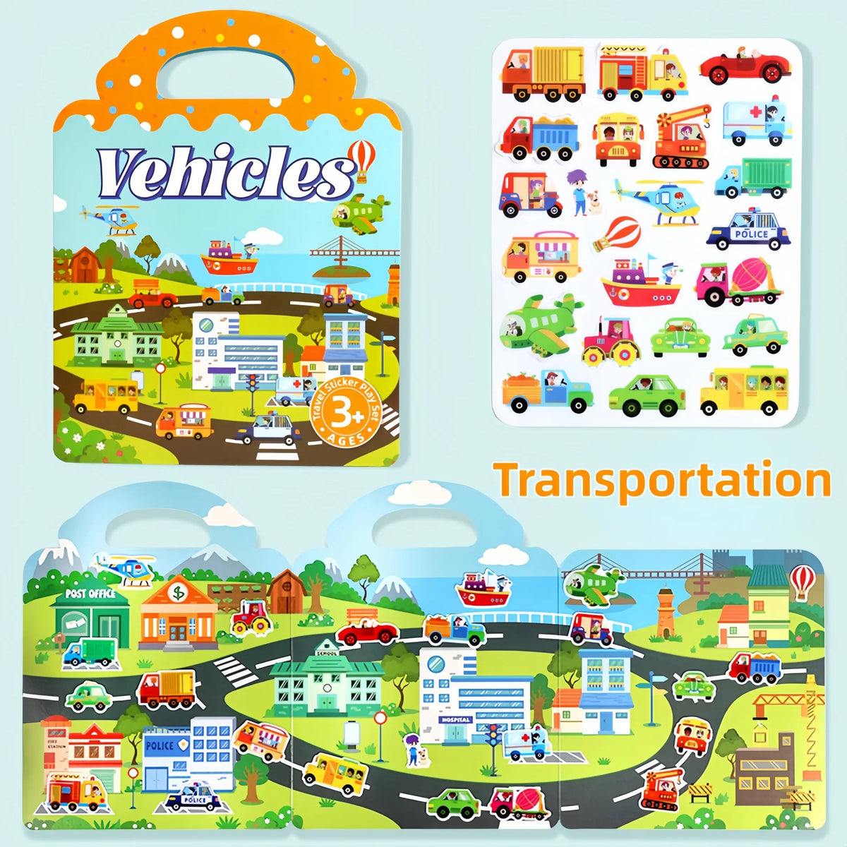 Children's Reusable DIY Sticker Book, Multi-Theme Bubble Sticker Book, Portable Montessori Sticker Toy, Children's Gift