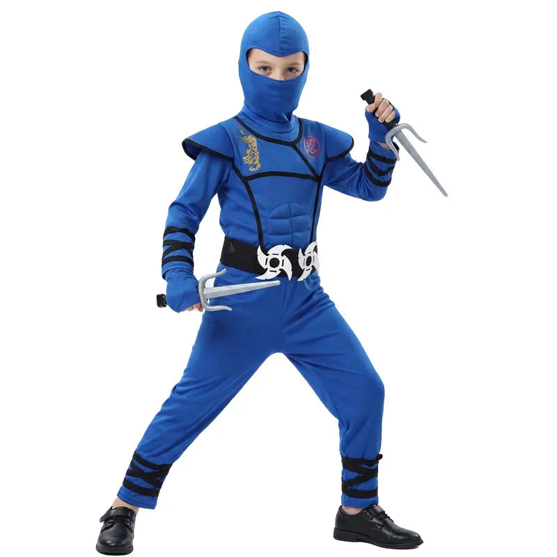 Boys Girls Ninja Role Play Costume Set with Mask Accessories and Toy Sword Ideal for Halloween Dress Up Holiday Party Costume