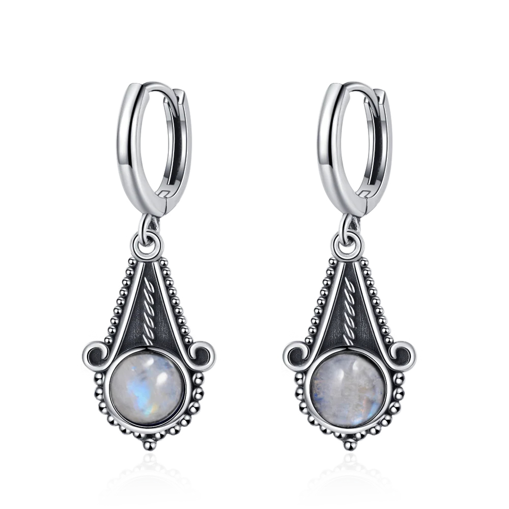New Elegant Natural Kyanite S925 Silver Drop Earrings for Women Vintage Jewelry Wedding Engagement Hoop Earrings Gifts