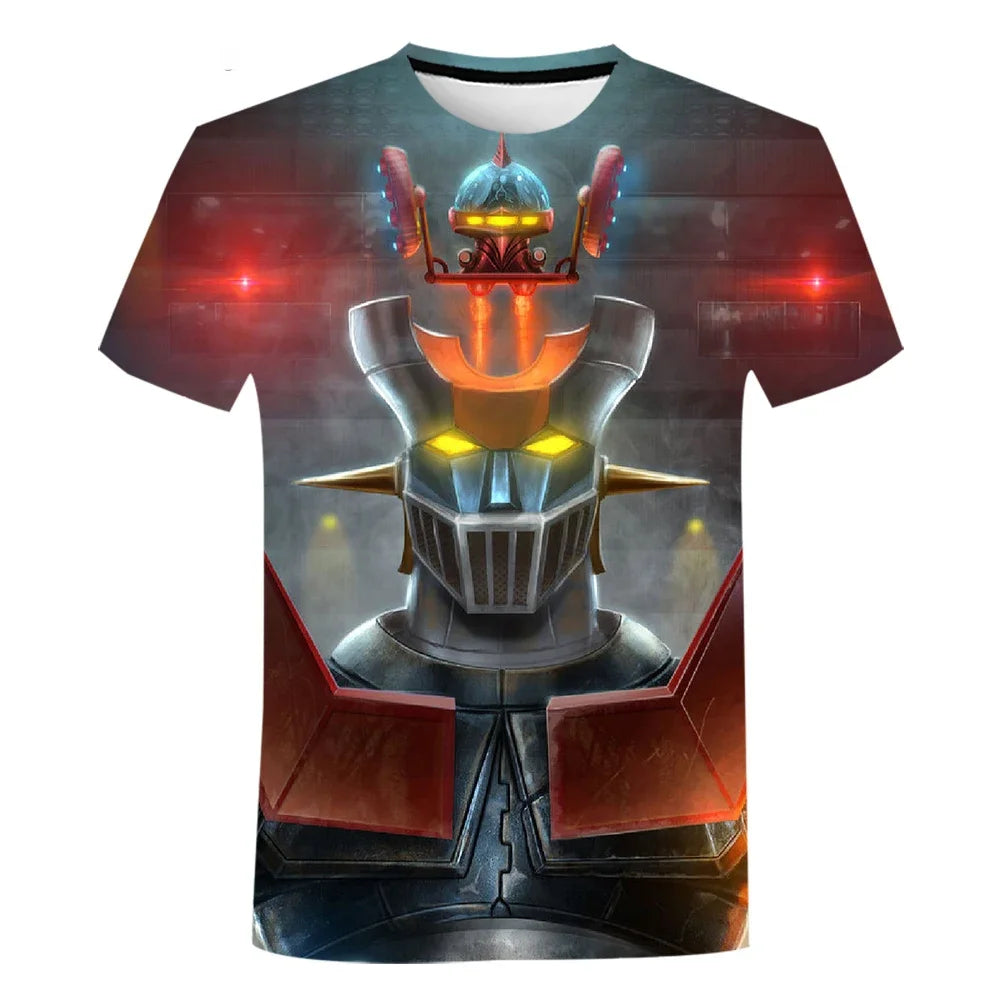 Mazinger Z 3D Print T-Shirts Anime Robot Streetwear Men Women Fashion Oversized Short Sleeve T Shirt Kids Tees Tops Man Clothing