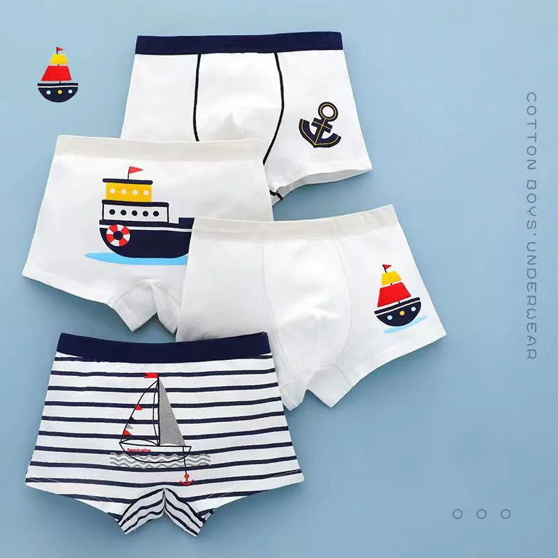 4pcs Children's Underwear for Boys Cotton Cute Dinosaur Shorts Panties Fashion Teenage Breathable Soft Boxers Toddler Underpants
