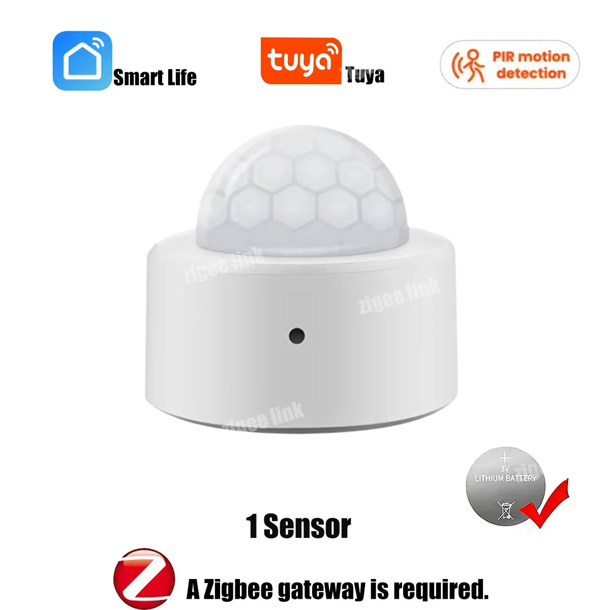 Zigbee3.0 Mini PIR Human Motion Sensor Wireless Infrared Body Detector Smart Life APP Security Alarm Reminder Alexa Google Home
