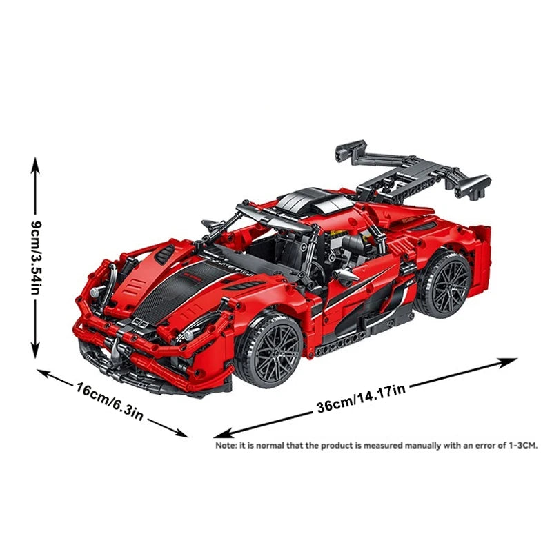 NEW Technical MOC Red Race Car Building Toy Set Creative Assembly Bricks Educational STEM Puzzle Kids Birthday Christmas Gifts