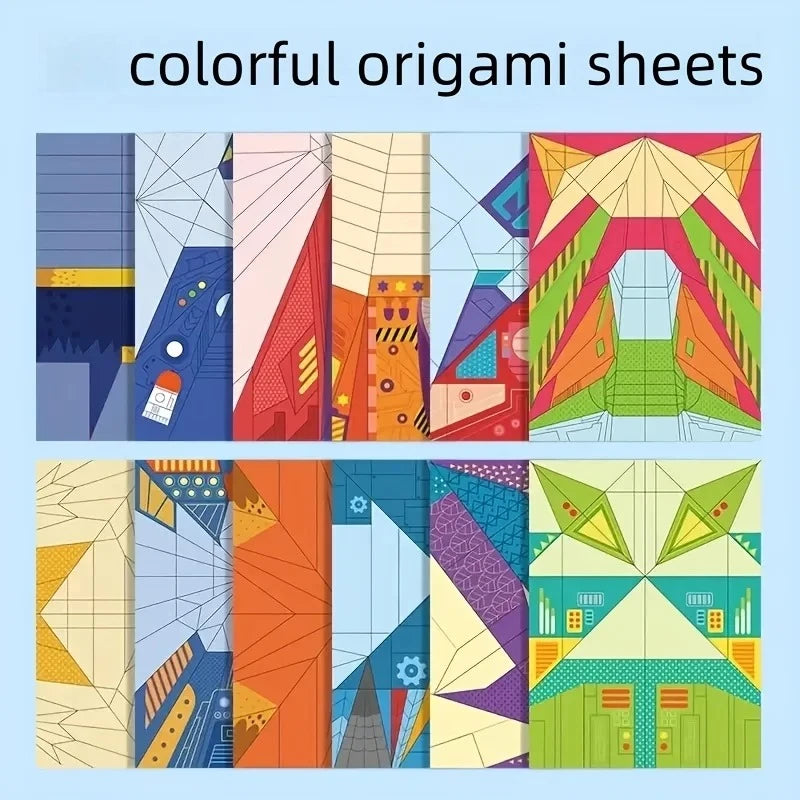 12 Styles 36 Sheets Colorful Origami Paper Airplane Toy Kit DIY 3D Paper Airplane Craft Toys for Kids Creative Handmade Gift