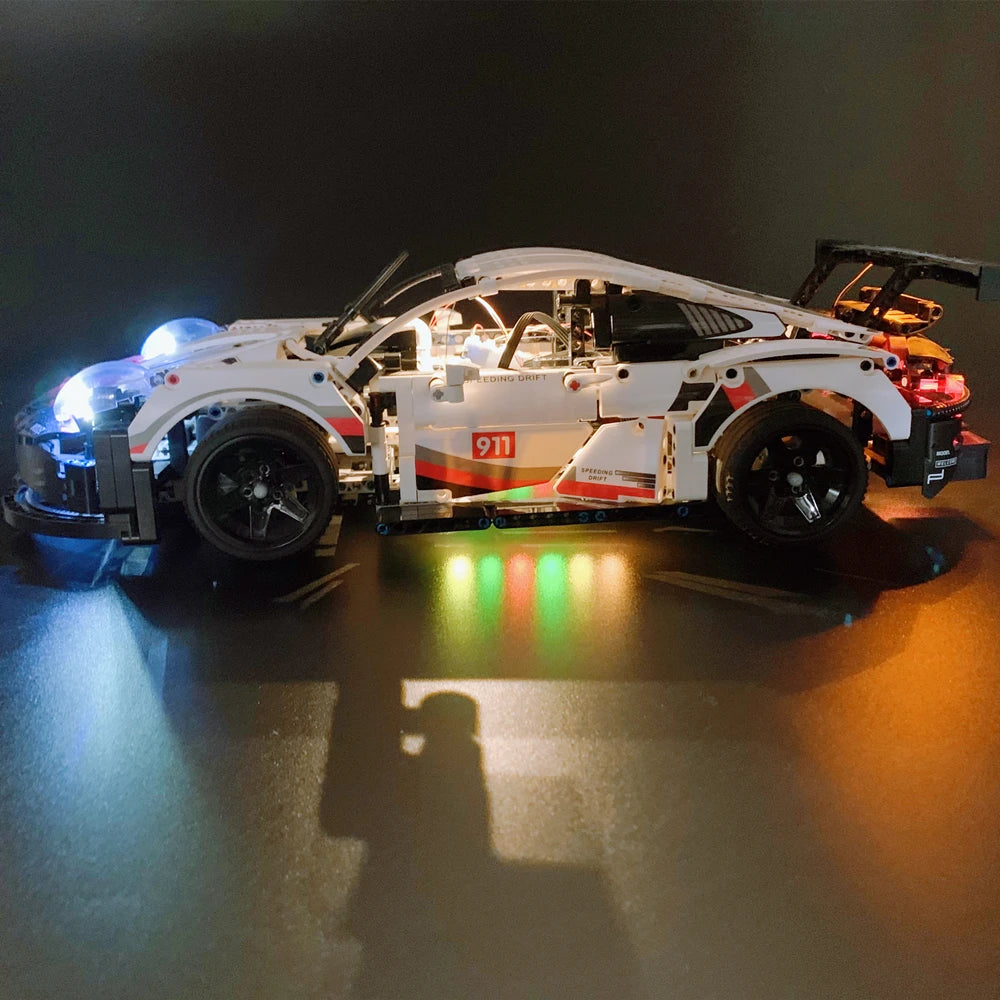 BYB LED Light Kit For LEGO 42096 911 RSR Compatile With 20097 White Super Racing Car Remote Control (Not Include Model)