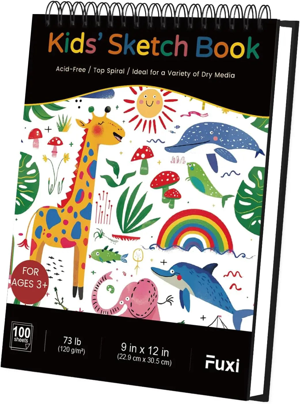 Sketch Book for Kids, 9x12, 100 Sheets Thick Drawing Paper, Spiral Pad