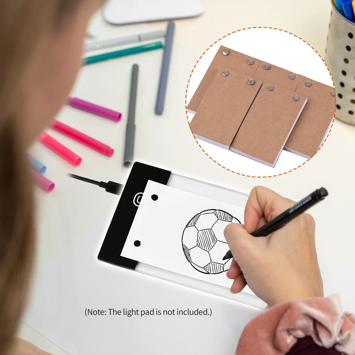 Blank Flip Book Kit with 300 Sheets Animation Paper Flipbook Binding Screws for LED Tracing Light Pad Drawing Sketching Animatio