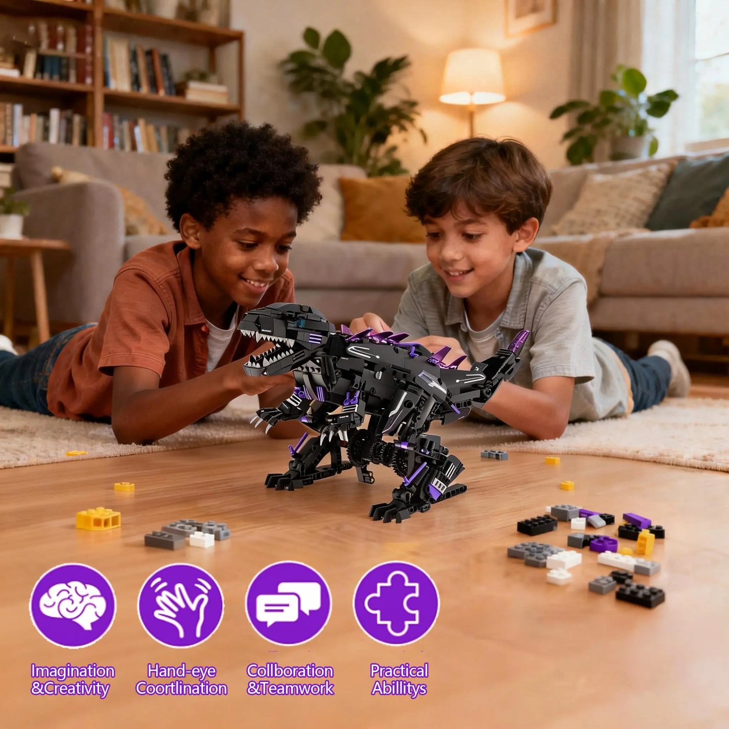 5in1 STEM Robot Dinosaurs Building Toys for Kids Remote & APP Controlled Dinosaur Robot STEM Building Kit for Science Learn