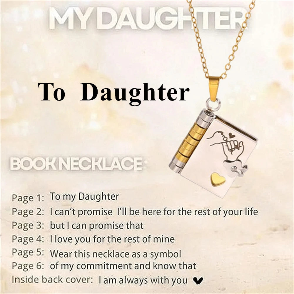 Mother’s Day Gift Best Mom Ever Book Necklace Stainless Steel Engraved Book Locket Necklaces Women Daughter Present for Mom