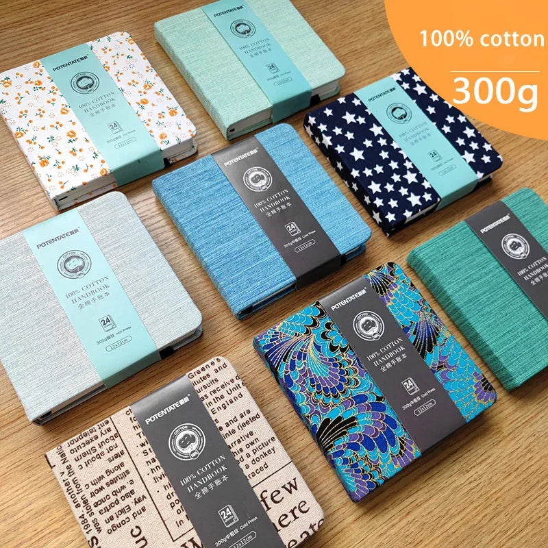 POTENTATE 100% Cotton Square Watercolor Book 300g Organ Book Watercolor Journal Drawing Book Hand Notebook Sketch Pad Book