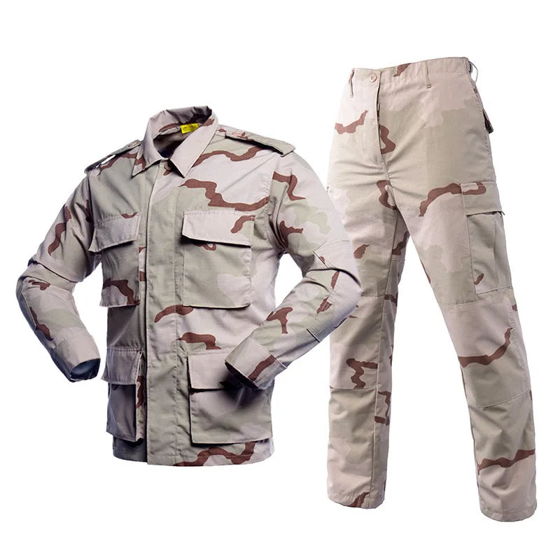 Men's BDU Camouflage Suit, Wear-Resistant, Outdoor Training Clothing, M81 WOODLAND, Seal Old School Suit, Long Sleeved Pants
