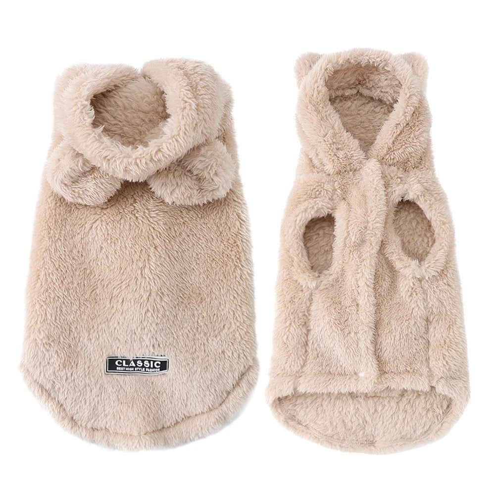 Pet Dog Soft Fleece Clothes Cute Hoodie Coat for Small Medium Dogs Cats Autumn Winter Puppy Hooded Jacket Sweater Pug Apparel