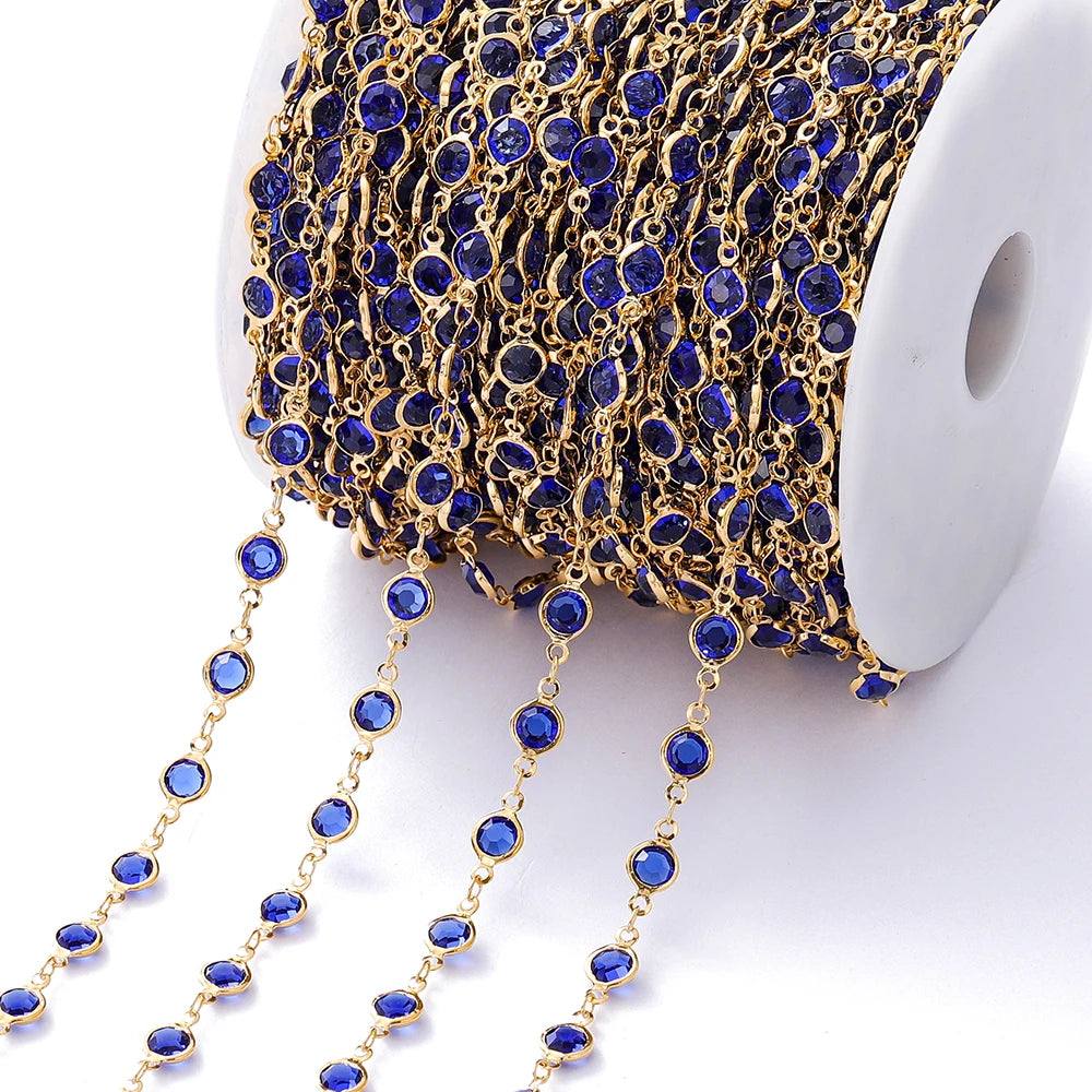 1M Crystal Zircon Stone Chain Colorful Glass Beads Chains For DIY Necklace Bracelet Jewelry Making Supplies Findings