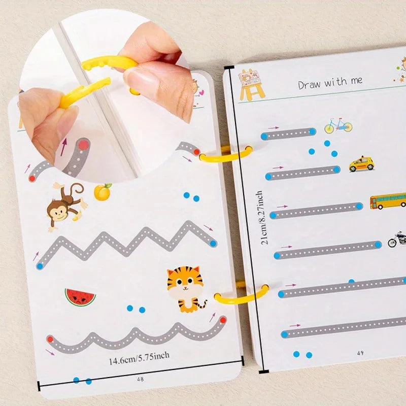 Reusable Magical Tracing Workbook - Pen Control Practice Book for Toddlers, Writing & Drawing Educational Toy