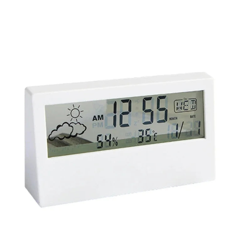 LCD Desktop Alarm Clock Transparent Calendar Weather and Digital Temperature and Humidity Display Home Appliance Smart Life