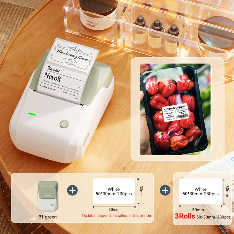 NIIMBOT B1 Portable Thermal Printer With Tapes 2 Inch Adhesive Label Printer Mini Bluetooth Sticker Maker Support Smartphones PC