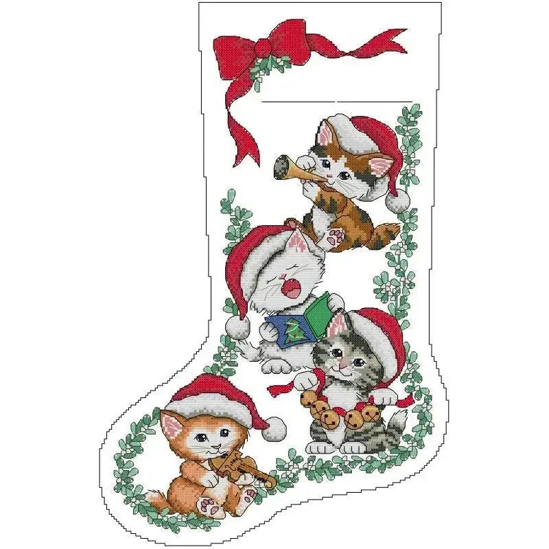 Christmas Stocking Series NKF Cartoon Pattern Cross Stitch Kit 14 16 11CT White Count Canvas Set DIY Embroidery Home Decor Gifts