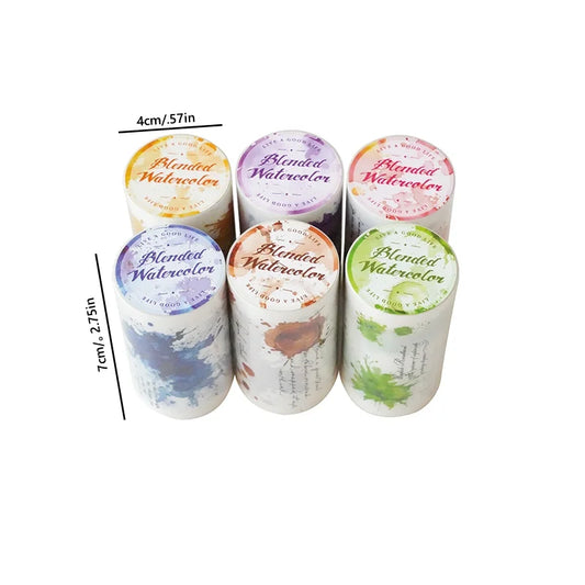 6-roll pack - 7cm×200cm watercolor English gradient theme washi tape, self-adhesive and non-die-cut, ins-style material background sticker - suitable for bullet journal backgrounds, DIY phone decorations, greeting cards, cups, planner decoration, frame de